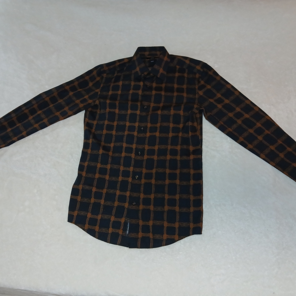 Hugo Boss Black and Brown Silk Shirt